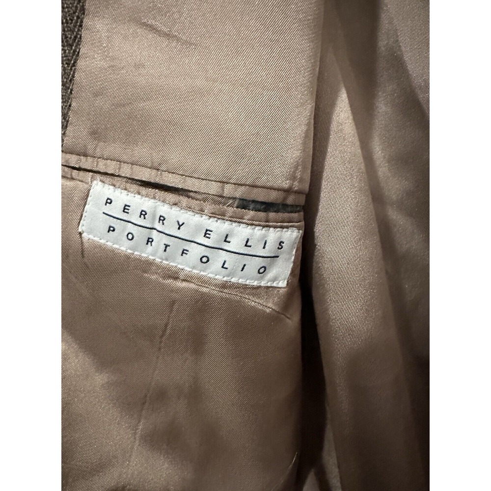 PERRY ELLIS Mens Tweed‎ Blazer Sport Coat Casual Jacket Size 44R Wool Brown EUC - Picture 5 of 11
